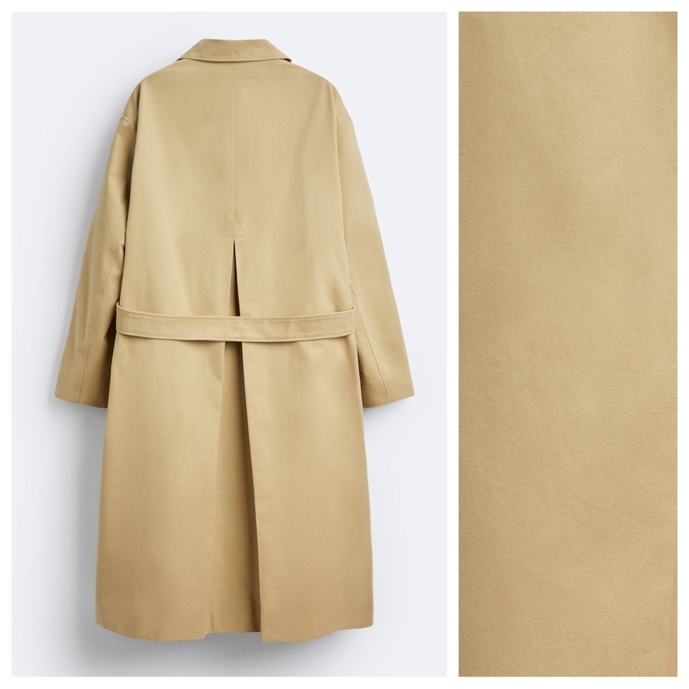 NWT. Zara Men Limited Edition Light Tan Oversized Trench Coat. Size M. - Picture 7 of 12